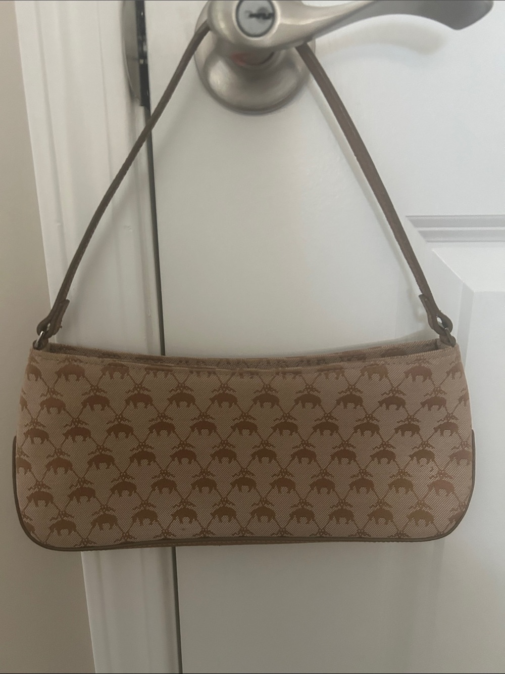 Classic Brooks Brothers Y2K Monogram Canvas Baguette Shoulder Bag